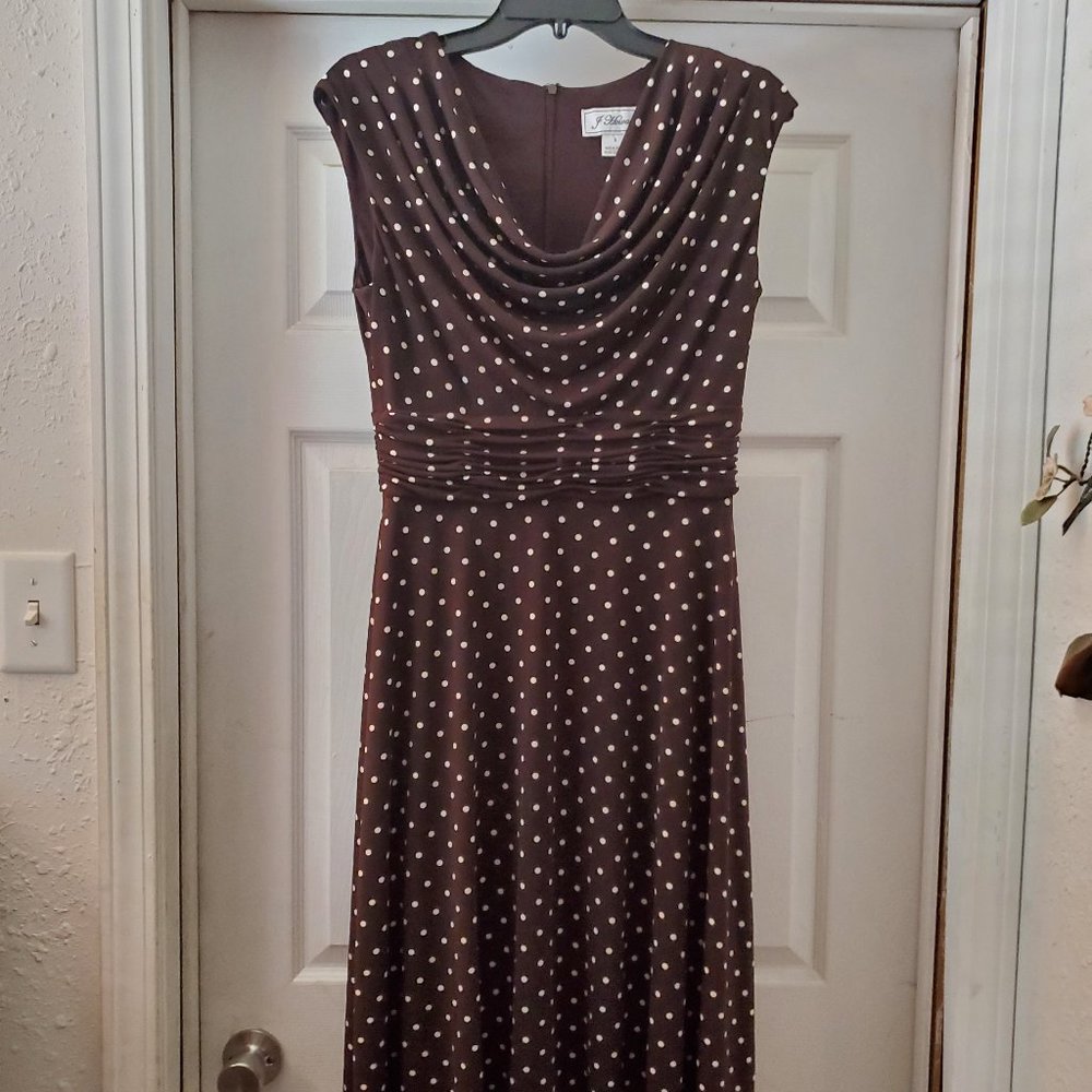 Brown Polka Dotted Formal Dress